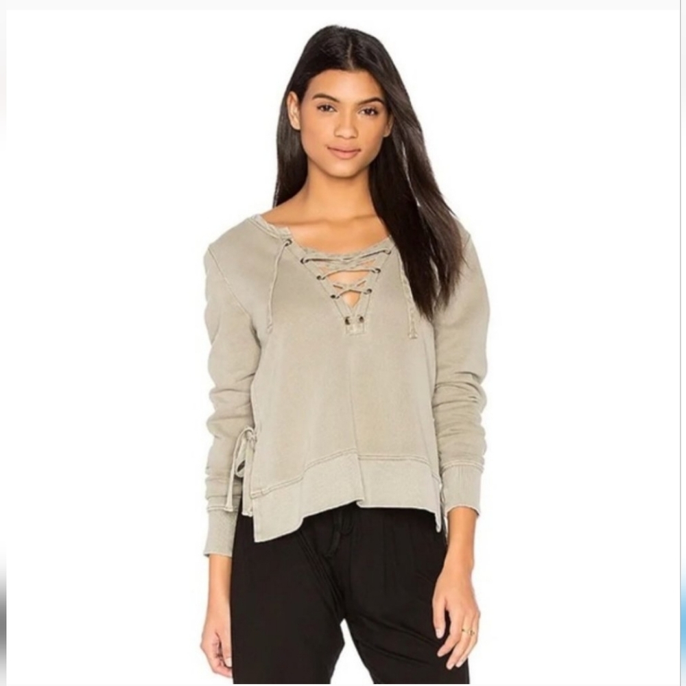 Pam&Gela Lace up sweater sage green